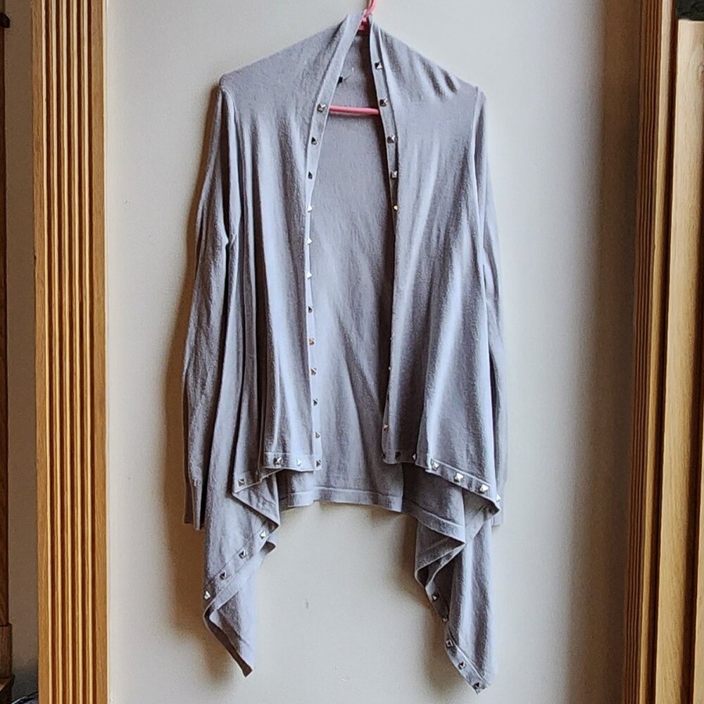 Vila Milano Light Gray Studded Angled Cardigan Size Small